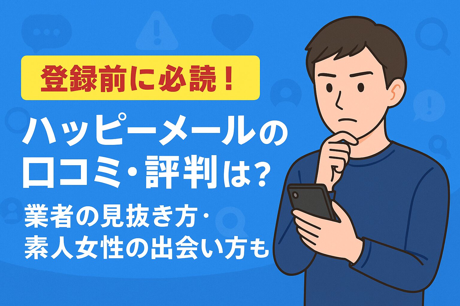登録前に必読！ハッピーメールの口コミ・評判は？業者の見抜き方・素人女性の出会い方も紹介