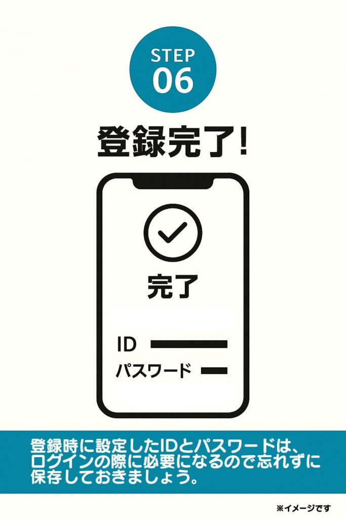 以上でPCMAXの会員登録は完了です。登録時に設定したIDとパスワードは、ログインの際に必要になるので忘れずに保存しておきましょう。