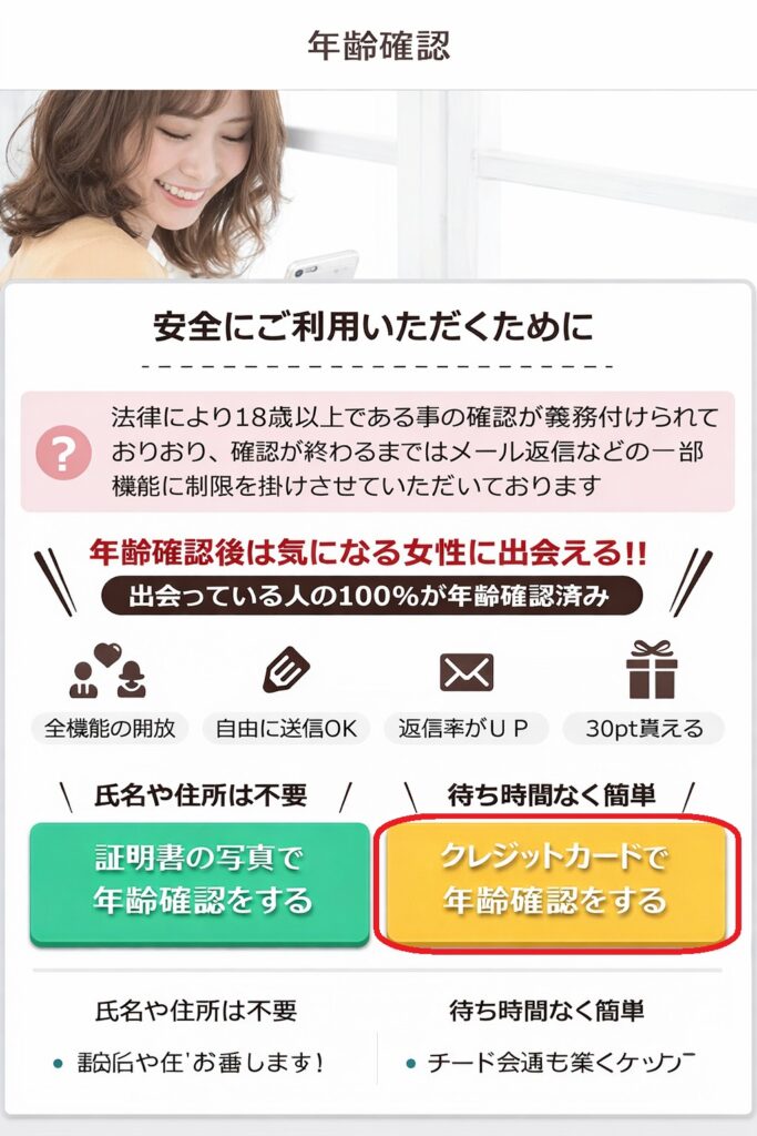 次の画面で「クレジットカードで年齢確認をする」を選択してください。