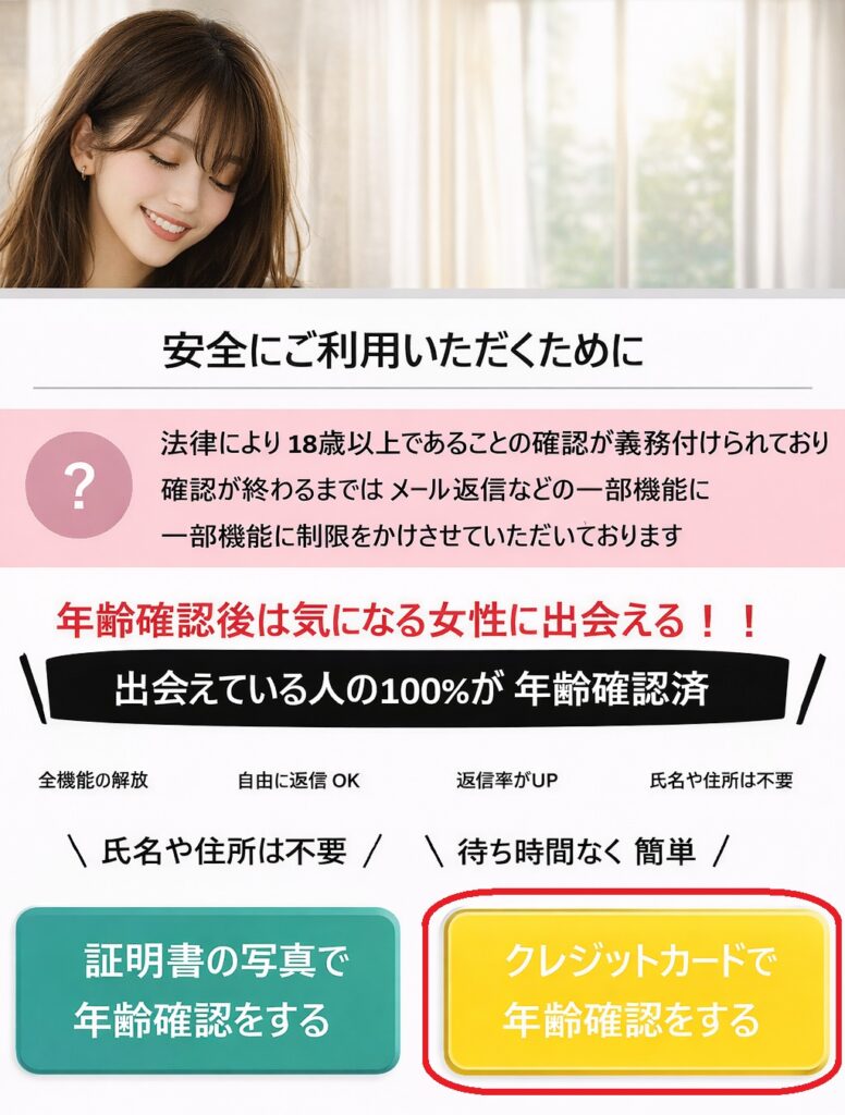 次の画面で「クレジットカードで年齢確認をする」を選択してください