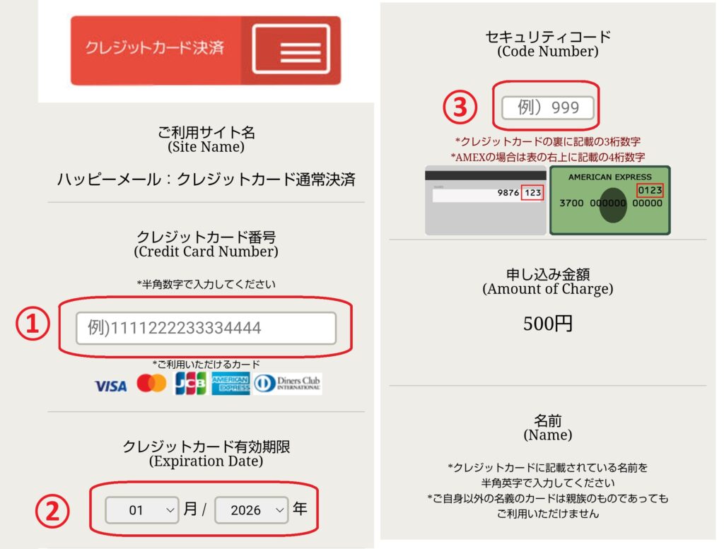ステップ4：クレジットカード情報を入力する